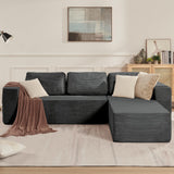 Furnify 106" Cloud Sectional Couch, Left/Right Facing Convertible Sofa with Deep Seat, L-Shape Modular Upholstered Foam Couch for Living Room Bedroom, No Assembly Required (Corduroy Fabric, Grey)