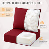 moosprr Outdoor Chair Cushions Set of 3, Waterproof 24x24 Patio Chair Cushion, 6" Thickened Seat Cushion for Outdoor Furniture, Couch Cushion Replacement, Include 3 Back & 3 Seat Cushions, Thick/Red