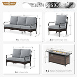 Sophia & William Metal Patio Furniture Set with Fire Pit Table, 7 Seats