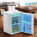 Kismile Mini Fridge with Freezer 4.41Cu.Ft,Single Reversible Door Small Refrigerator, Adjustable Thermostat, Energy Saving, Low Noise (White)