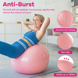 Leyndo 4 Pcs 26 Inch Yoga Exercise Ball Pilates Pregnancy Birthing Fitness Ball with Quick Pump Anti Burst for Improved Posture, Balance, Yoga, Pilates, Training(Light Pink)