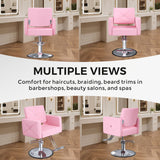 EITPETPORT Salon Chair for Hair Stylist with 350Lbs Heavy-Duty Hydraulic Pump, 360° Swivel Barber Chair, Adjustable Height Styling Chair for Beauty Salon, Tattoo, Spa, Elegant Pink