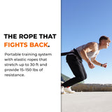 Stroops Son of The Beast Elastic Battle Ropes | Dual Safety Sleeved Resistance Bands Rope for Strength Training, Agility Work, and Full Body Workout | 47lbs, Pair - Black