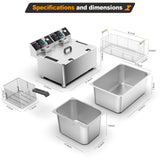 WaterElfo electric turkey fryer Commercial deep fryer with basket 3600W27.4QT with timer26L deepen deep fryer Variable twin cylinder