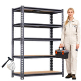 ZEUKMXOO Garage Shelving, 2400 LBS Metal Storage Shelves, 12" x 28'' x 60'' Heavy Duty Shelf, Adjustable Shelving Rack, Standing Shelf Units, Shelves for Garage Storage