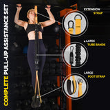 Pull Up Assistance Bands Set - 4 Heavy-Duty Pull Up Bands, Height Adjustable Strap & Comfortable Foot Strap - Stackable Pull Up Resistance Bands for Pull Ups (Yellow)