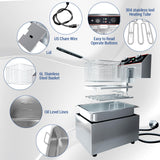 Commercial Deep Fryer, 6.3 QT/6 L Electric Deep Fryer with Single Basket and Lid, Stainless Steel Deep Fryer with Temperature Control