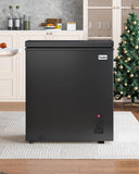 TABU 3.5 Cu Ft Chest Freezer, Freestanding Compact Chest Deep Freezer with 7 Level Adjustable Thermostat& Removable Storage Basket, Energy Saving (Black)