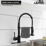 Black Kitchen Faucet with Pull Down Sprayer, AIMADI Commercial Single Handle Pull-Down Sprayer Kitchen Faucets,Matte Black