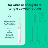 Quip Sonic Electric Toothbrush for Adults - Time Travel & Soft Bristles with Travel Case & Replacement Brush Head - 3 Month Battery Life, Plastic Handle - Sage