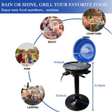 Electric Grill, Techwood Indoor/Outdoor Electric BBQ Grill, 1600W Portable Removable Stand Grill with Adjustable Heat & Drip Tray (Blue)