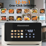 AboveMoon 10L Large Xl Pro Air Fryer Oven With Grill Combo For Kitchen Countertop Use,12 in 1 Smart Convection Ovens,AirFryer With Glass View Window,Nonstick Basket,Fryer Liners,Removable Door-White