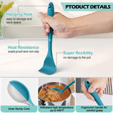 Homikit Silicone Cooking Utensils Set, 15-Piece Nonstick and Heat Resistant Kitchen Utensil Spatula Set with Holder, Blue