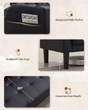 62'' Black faux Leather Tufted Upholstery Loveseat for Living Room