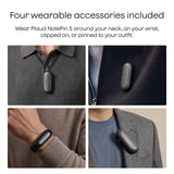 Plaud NotePin S Wearable AI Voice Recorder, Transcribe & Summarize, Black