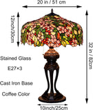 Tiffany-Style Lamp Table Peach Kapok Peony Glass Lampshade Desk
