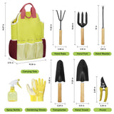 9-Piece Gardening Tool Set, Heavy Duty Garden Tool Set with Wood Handle, Premium & Durable Hand Tools Gardening Kit