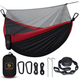 Camping Hammock with Net,Portable Lightweight Double Hammocks | Black&Red Qevooon