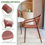 WOOW DEPOT Red Plastic Indoor/Outdoor Dining Chairs Set of 6, All Weather