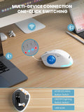 Wireless Trackball Mouse, Adjustable Angle Rechargeable Backlit-White Mouse