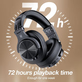Over Ear Headphones, Wireless Headphones w/ 72H Playtime, Hi-Res, 3.5mm/6.35mm Wired Audio Jack - Black OneOdio
