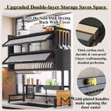 Dish Drying Rack With Cover Over And Drain Board The Sink Dish Drying Rack 3 Tier Space-Saving Dish Drying Rack With Chopstick Tube And Cutting Board Rack For Plates, Bowls, And Pots(Black,85cm)