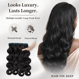 Luckstar Body Wave Real Human Hair Raw Bundles,4 Bundles 22 24 26 28 Inch, Double Drawn Ultra Thin Weft, Cuticle Aligned, Long-Lasting Professional Sew-In Extensions, Reusable and Dyeable