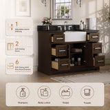 DELUXE LIVING 48" Bathroom Vanity with Sink, Fully Assembled, Walnut