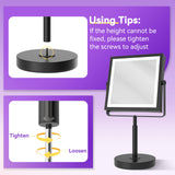 Basitool JIONIESIM Series 1X/10X Makeup Mirror with Lights, Double Sides Lighted Magnifying Mirror with 3 Colors, Height & Brightness Adjustable, Rechargeable 4000mAh Vanity Mirror (Matte Black)