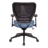 Space Seating 55 Series Air Grid Back Adjustable Manager's Task Chair with Built-in Lumbar Support and Angled Arms, Antimicrobial Dillon Blue Faux Leather