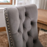 MOOLSUN Velvet Dining Chairs Set of 8, High Back Side Chairs, Modern Padded High-End Tufted Upholstered Chairs with Button-Tufted Back & Rear Pull Tabs, Solid Wood Legs E-Gray(Solid Wood Legs)