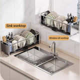 Large Dish Drying Rack, Stainless Steel Anti-Rust Dish Racks for Kitchen Counter, Multifunctional Dish Drainer Space-Saving Dish Drainer with Slotted Design