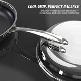 WhatsClad 10" Hybrid Ceramic Nonstick Frying Pan, 3-Ply Stainless Steel Skillet, 2-Layer Coating, Induction Compatible-Black
