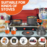 17PCS Camping Cooking Set, Non-Stick Lightweight Camping Pots and Pans Set with Kettle, Stainless Steel Cups FUNYKICH