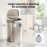 Ninestars 21 Gallons XL Automatic Touchless Kitchen Trash Can with Lid, Motion Sensor Trash Can for Large Kitchen, Office, Commercial Spaces, 80 Liter Stainless Steel (21 Gal Recycling Bin)