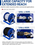 MEKOH Pressure Washer Hose Reel 3/8"x350ft, 5000PSI Hand Crank Power Washer Hose Reel for 1/4"x455ft, Heavy Duty Steel Hose Reel with Trailer/Wall/Van Mount, A-Frame Manual Reel for Water,M22 Fitting
