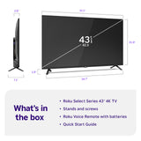 Roku 43-Inch Select Series Smart TV 2026-4K HDR TV - RokuTV