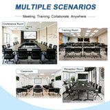 QXYXSM Folding Conference Table, Conference Room Table with Modesty Panel, Flip Top Mobile Training Table, Modular Rolling Meeting Tables for Training Room, Seminar(6, Deep Iron Gray, 47.2in