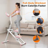 Stair Stepper for Home,Vertical Climber Step Machine with Stable Triangular Frame, 3-level Handrail Height & Resistance & Pedal Adjustment,LCD Monitor, Device Holder, Smooth Motion, 300 LBS White Pink