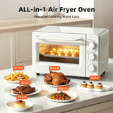 Novaspark Air Fryer Toaster Oven Combo, Retro Convection Oven Countertop,19QT Small Toaster Oven, 4-slices or 9" Pizza,Bake,Toast,Broil, Air Fry, Rapid Heating Mini Conventional Oven, Non-Stick, White