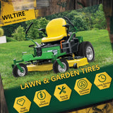 Wiltire 13x5.00-6 Flat Free Tire and Wheel Assemblies (2 Pack),13 x 5 x 6 Solid Rubber Tires and Wheel for Riding Lawn Mower - With 3/4" Bushings (Extra 5/8" Bushings) and 3" Centered Hub (Grey)