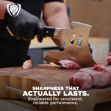 Dalstrong Meat Chopper Axe - 8 inch - Heavy-Duty Giftable Butcher Cleaver Knife - The Punisher - Gladiator Series Elite R - Black G10 Handle - Stand and Sheath