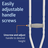 Medline Aluminum Crutches for Kids, Adults & Seniors, Walking Aid, 300 LB Weight Capacity,1 Pair, Fitting 5'2" - 5'10"