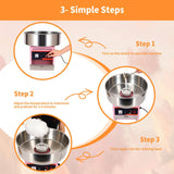 1000W 110V Commercial Electric Cotton Candy Machine with Sugar Scoop, 3000R/M Cotton Candy Maker Machine with Stainless Steel Large Sugar Bowl, Candy Machine for Kids Christmas Party Home