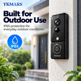 TKMARS Doorbell Camera Wireless No Subscription No WiFi Needed with PIR Motion Detection, Video Doorbell with Monitor Screen, Active Wake-Up Door Bell 170° Wide Angle for Home/Apartment/Seniors