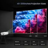 HOMPOW Projector, Native 1080P Full HD Bluetooth Projector with Speaker, 9500 Lumens Outdoor Portable Movie Mini Projector Compatible with Laptop, Smartphone, TV Stick, Xbox, PS5