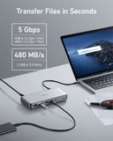 Docking Station, Displaylink Docking Station with Dual HDMI and DisplayPort for Windows Laptops, MacBook Air