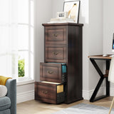Tribesigns 4-Drawer File Filing Cabinet, Vertical File Cabinet Office Wood Filing Cabinet for A4 /Letter Size Narrow Tall File Storage, Walnut