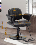 Towning Barber Salon Chair, Extra Wide Hair Styling Chair with Heavy Duty Hydraulic Pump, 360° Swivel Height Adjustable Braiding Design, Luxury Beauty Salon and Barbershop Equipment, Black