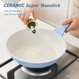 SENSARTE Nonstick Ceramic Frying Pan with Lid 8 Inch Omelette Pan Skillet, Free of Intentionally Added PFAS/PTFE Non-toxic Chef's Pan Induction Compatible Pan, Heat Resistant Handle, Glacier Blue